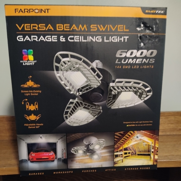 ♠️ New - Farpoint Versa Beam Swivel Garage Attic Ceiling Light - 6000 Lumens - Picture 8 of 9